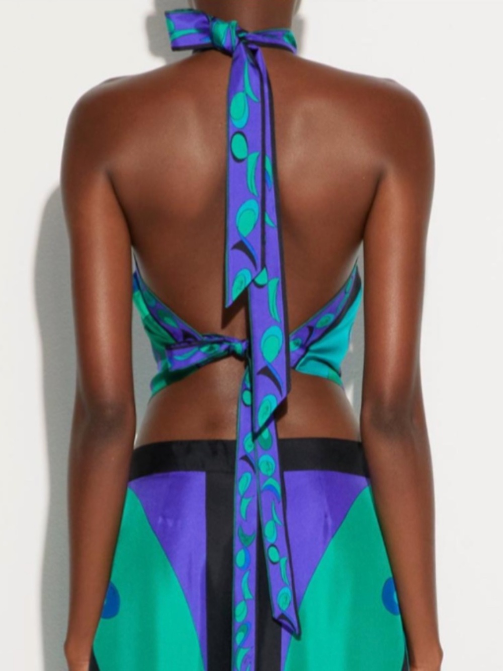 Emilio Pucci Pesci-Print Silk Twill Halter Scarf Top - SMERALDO - Picture 8 of 10